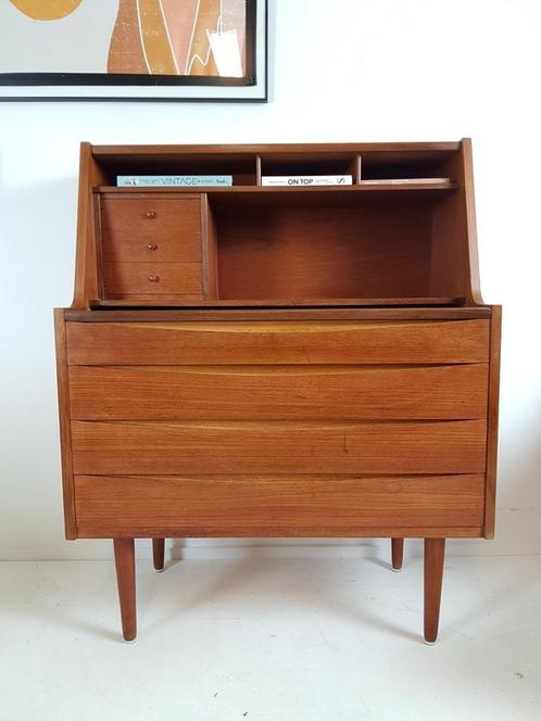 Commode secrétaire danoise en teck Chatol
