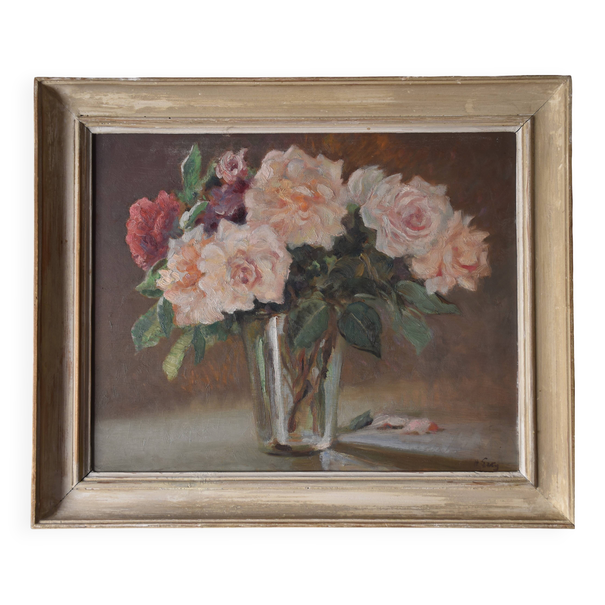Hippolyte Léty, Roses in a Glass (circa 1920)