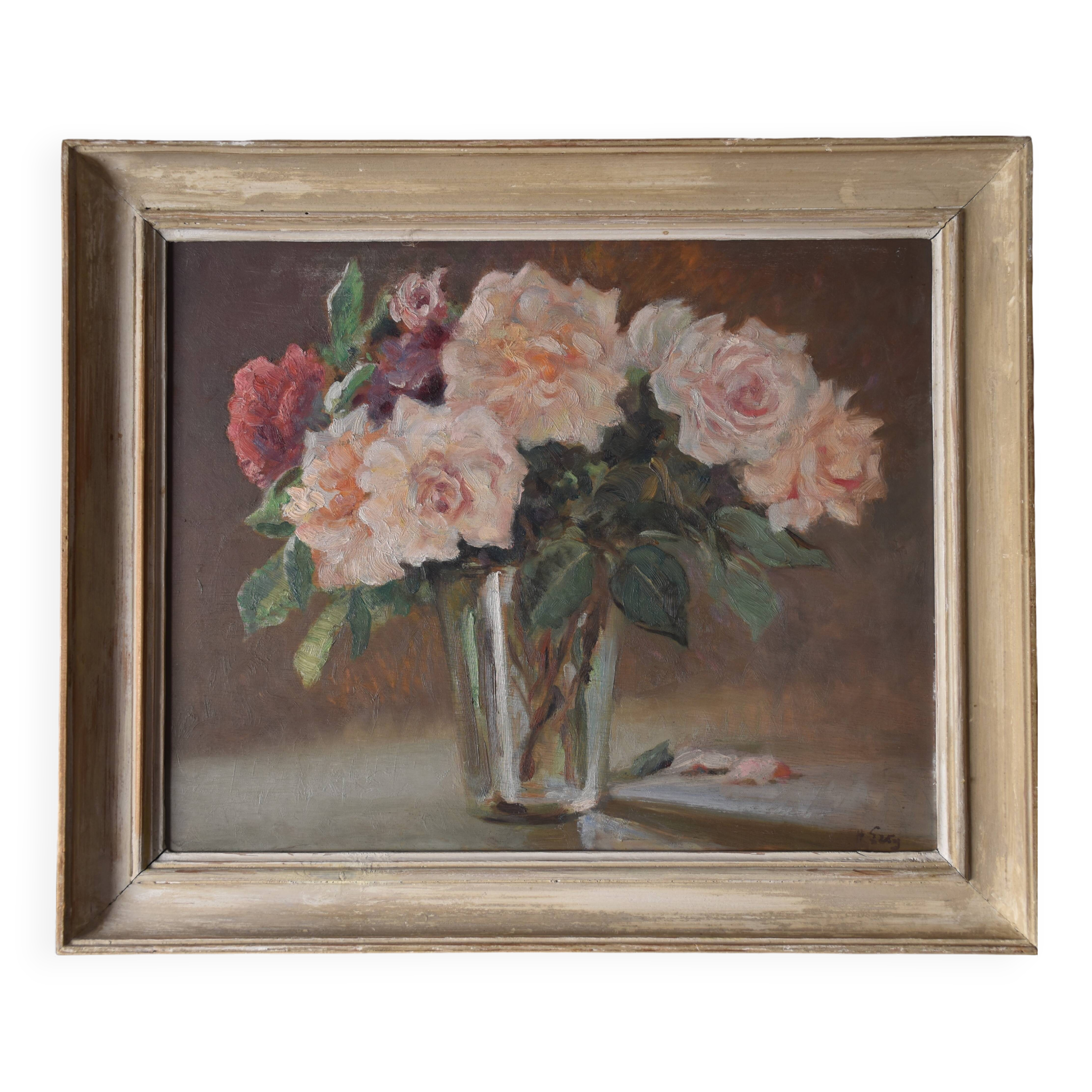 Hippolyte Léty, Roses dans un verre (vers 1920)