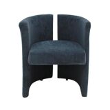 Mid Century Modern Italian Curved Chairs in Blue Velvet, Set of Six