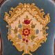 Napoleon III medallion armchair — blue velvet and cross-stitch tapestry