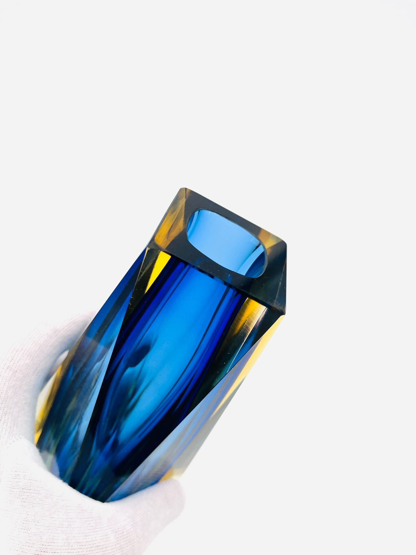 Flavio Poli vase for Seguso - Sommerso - Murano - Blue & Amber