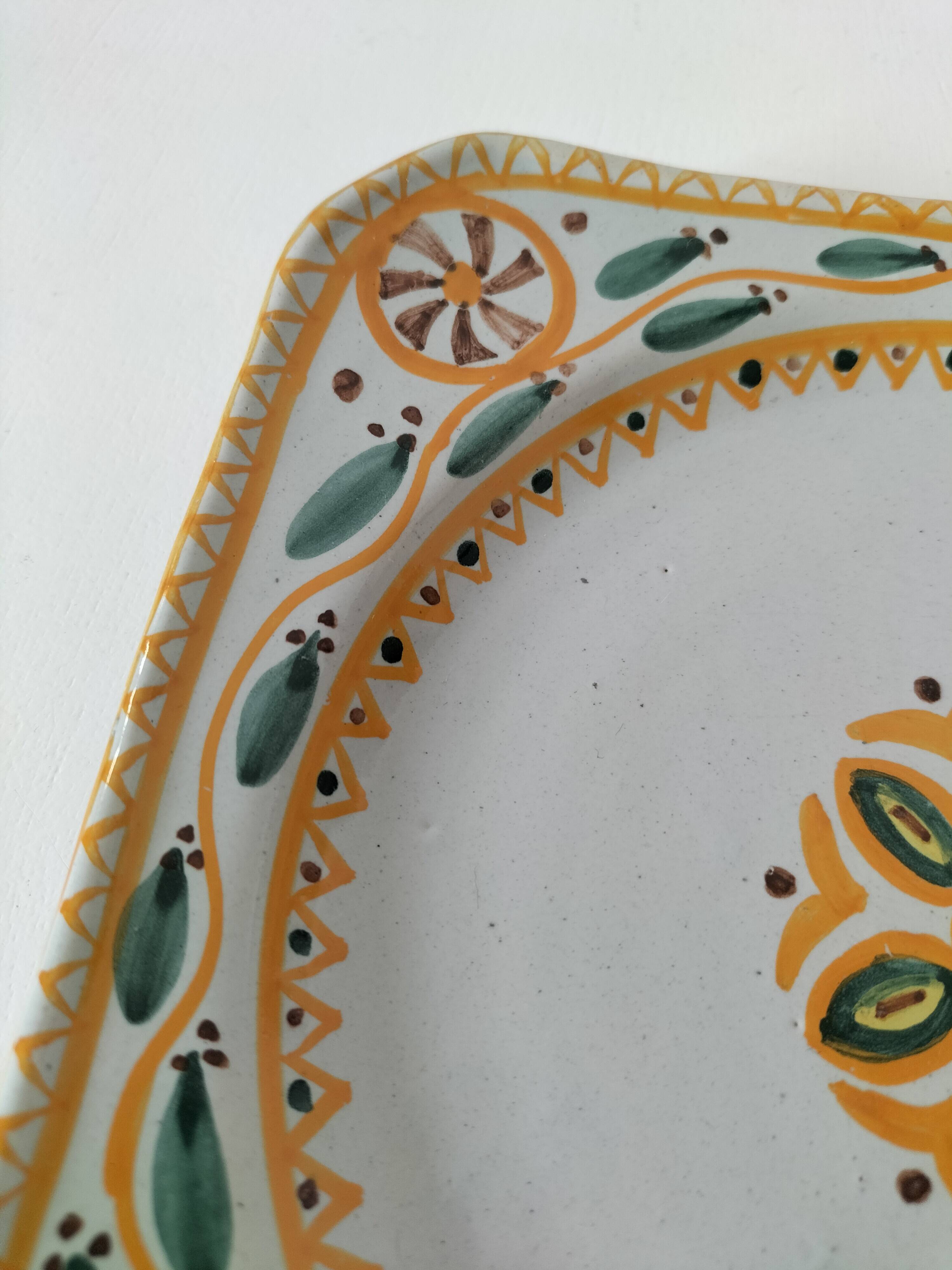 Square dish in earthenware Hubaudière & Bousquet (HB) Quimper