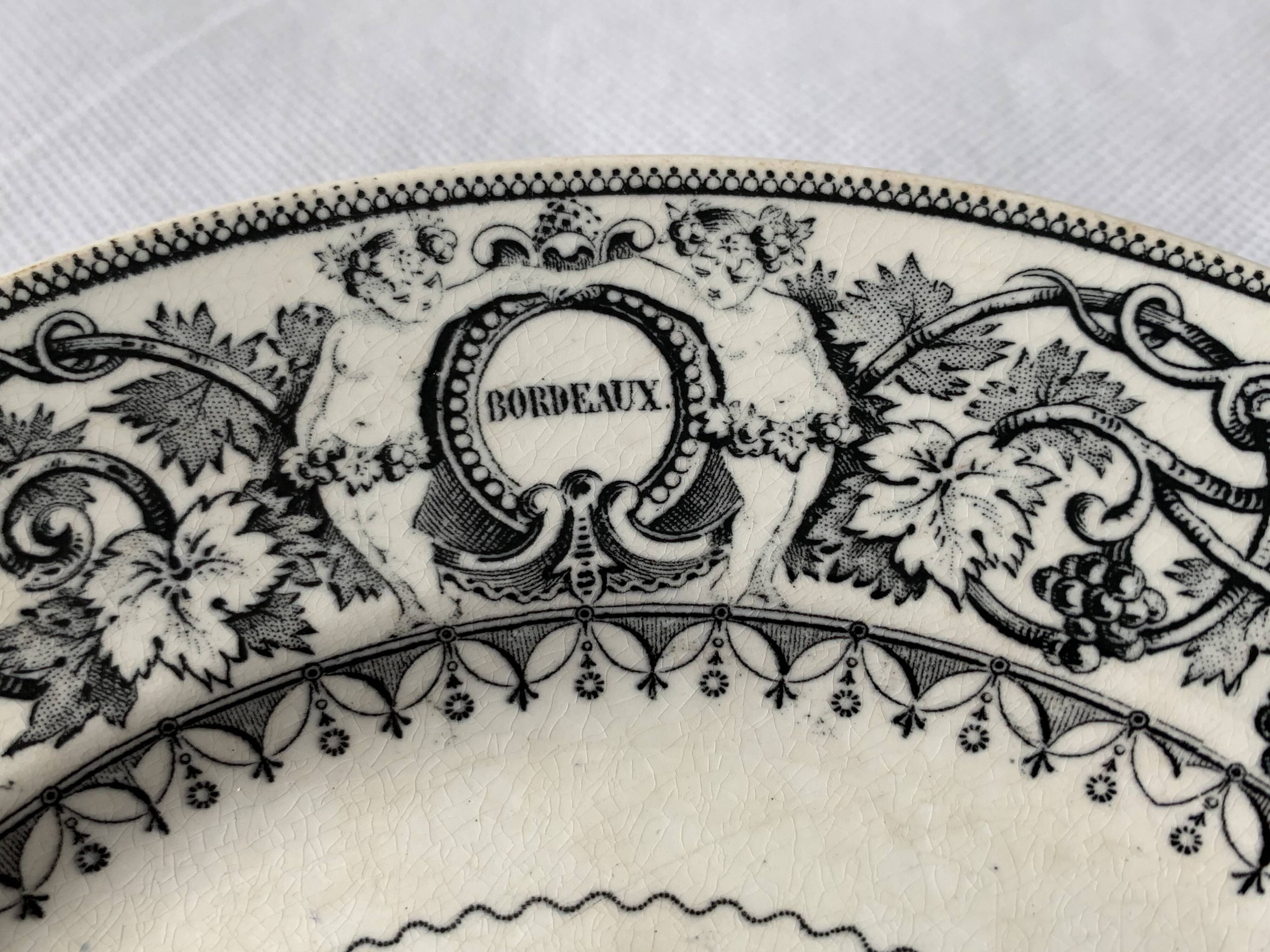 6 old dessert plates Old and Johnston Bordeaux 19th century Médoc and its castles