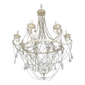 Lustre contemporain ivoire florentin fer et cristaux