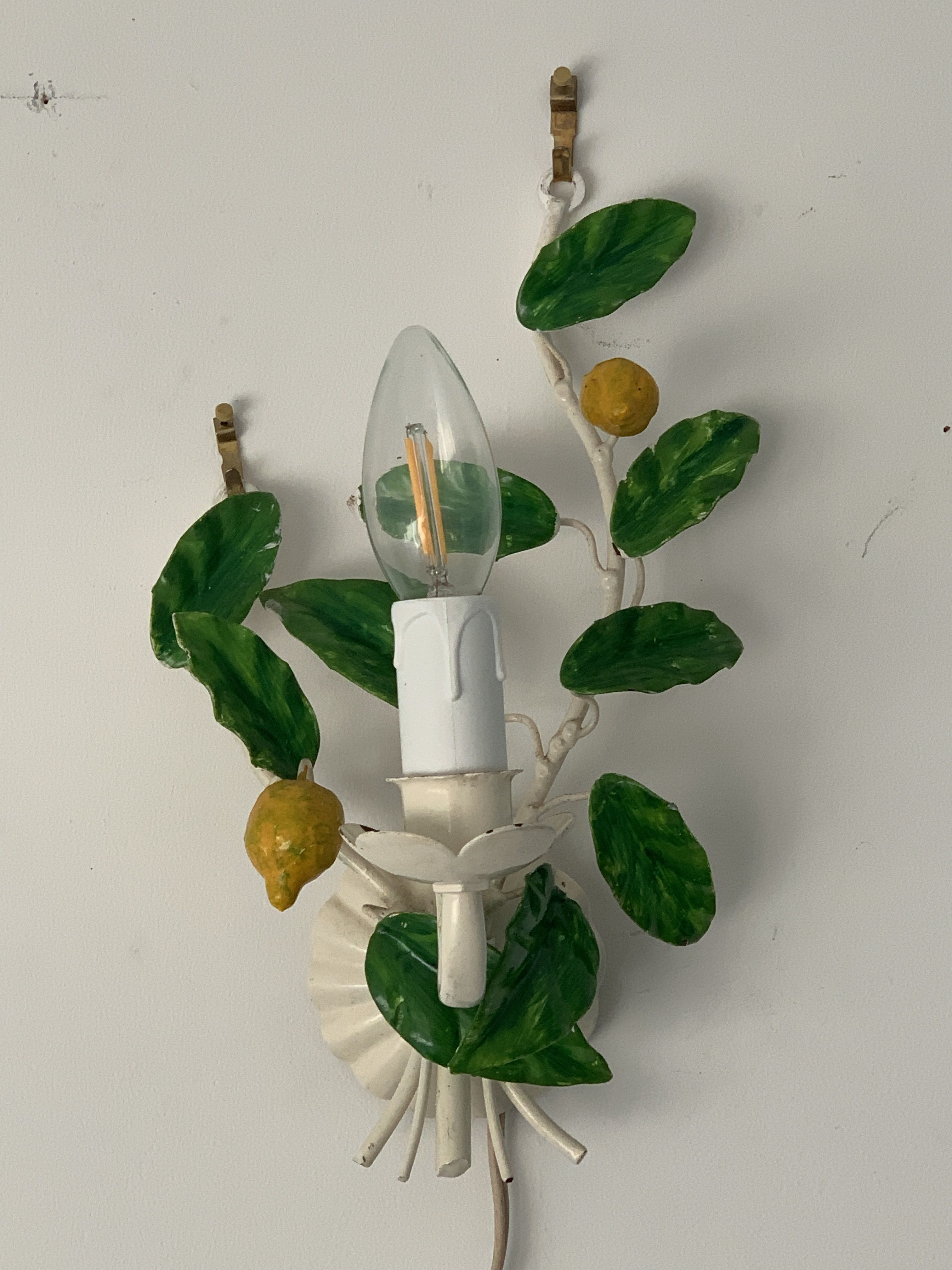 Pair of Italian metal lemon sconces, Firenze House, 1970