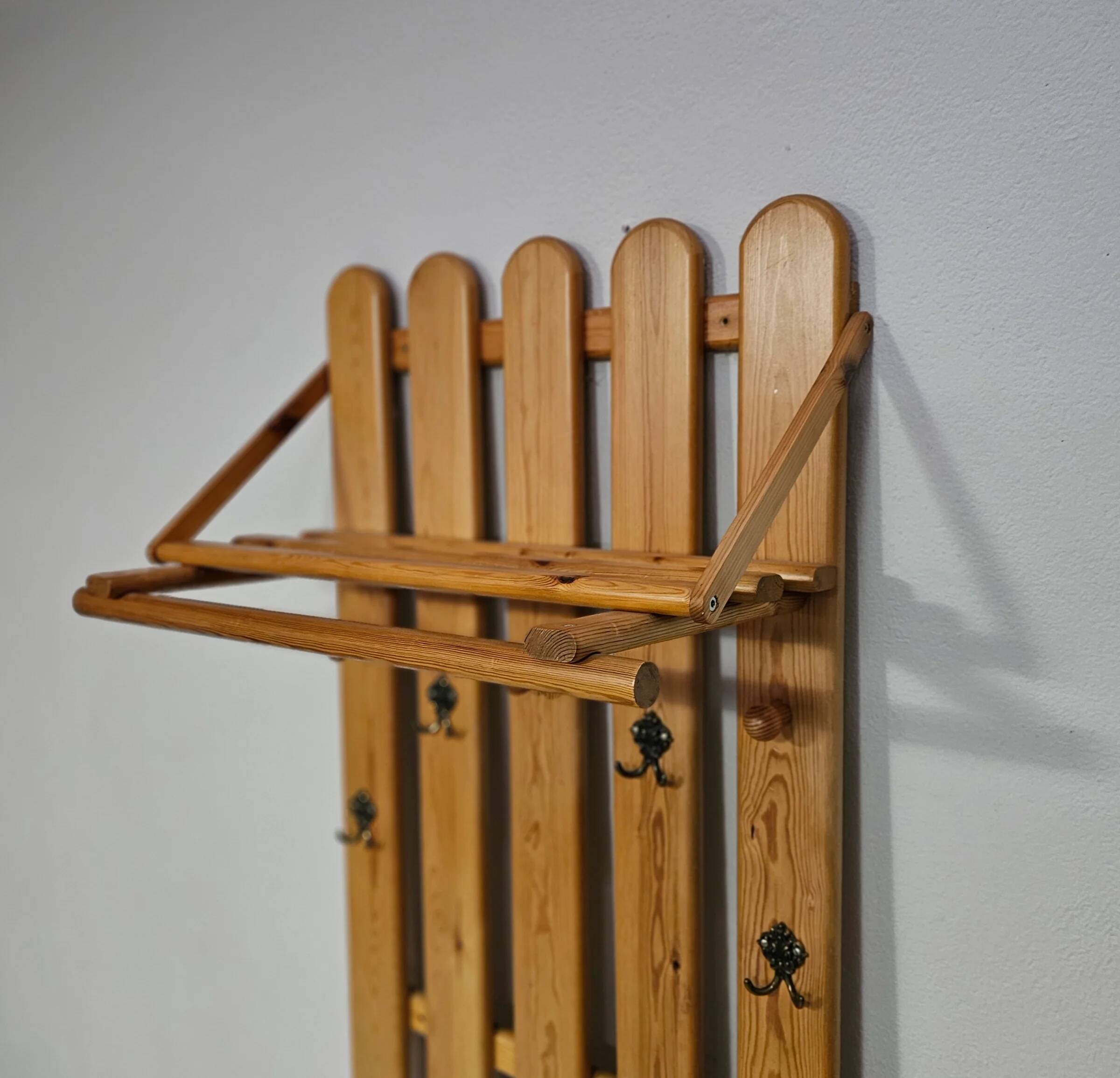 Pine wood coat rack / coatrack width 60 height 190 depth 30 cm