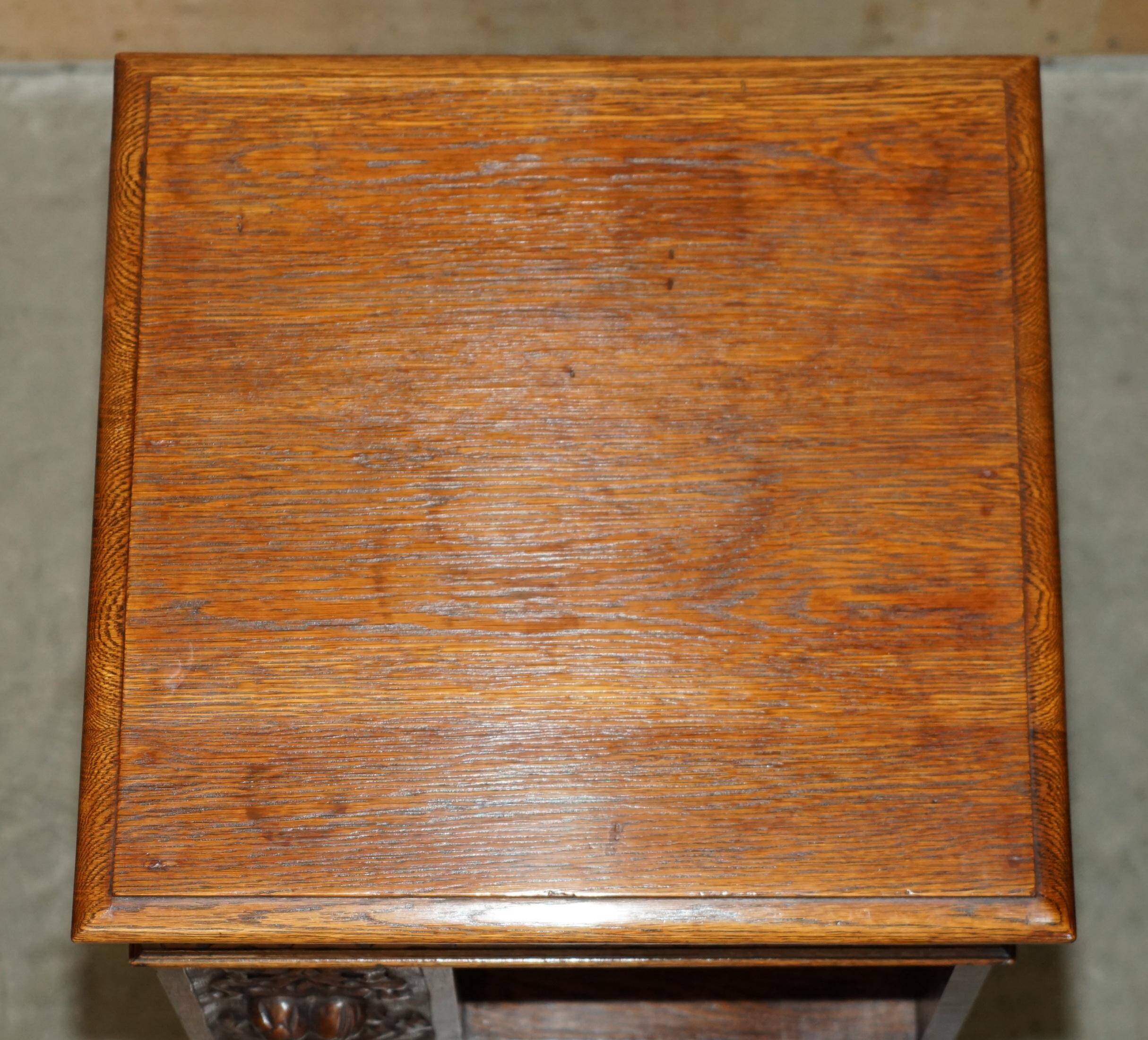 Victorian carved oak revolving library, circa 1880.