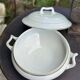Antique white porcelain soup tureen with gilding B.H.V. Paris