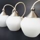 Set of 3 suspensions contemporary design chandelier steel & glass