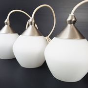 Set of 3 suspensions contemporary design chandelier steel & glass