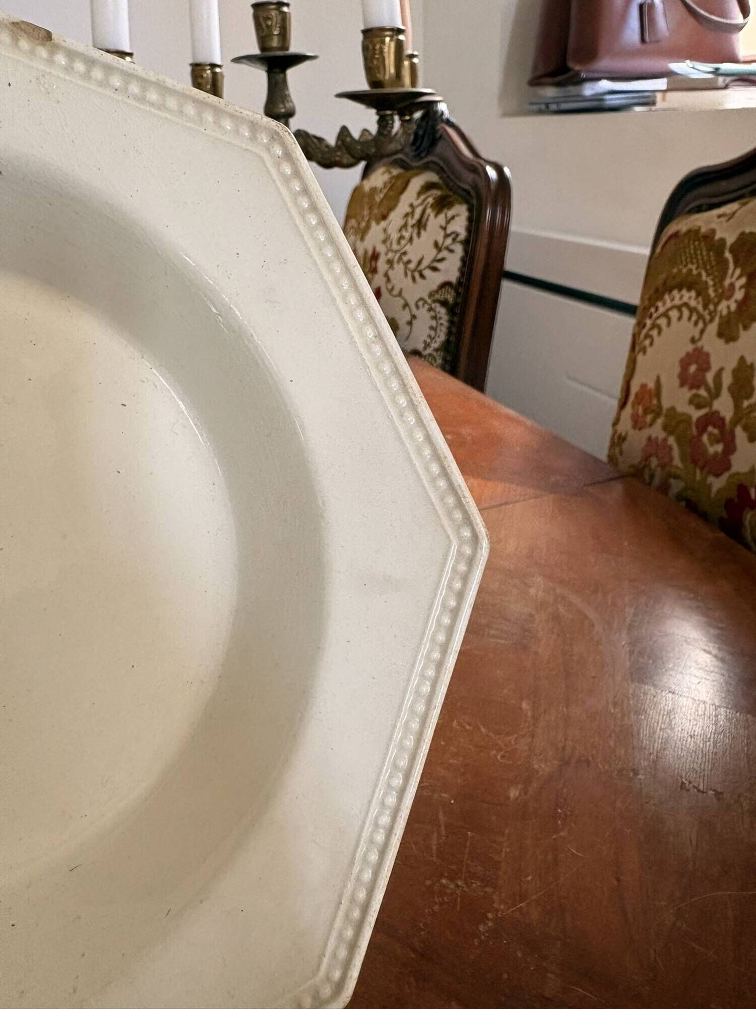 Old Lot Faience Plate Creil Montereau 19th Century Ivory Pearl Decor