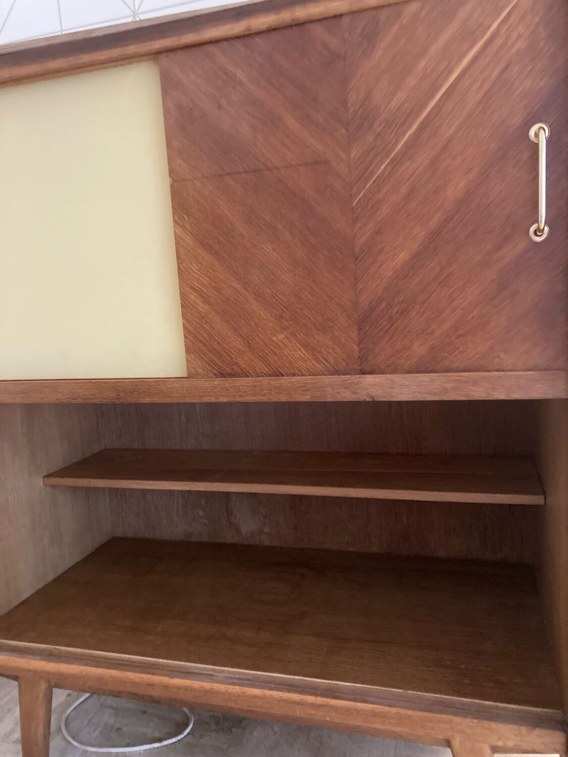 Buffet with 4 sliding doors, vintage wood and Formica