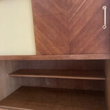 Buffet with 4 sliding doors, vintage wood and Formica
