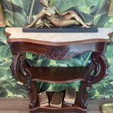 19th century mahogany and white marble console