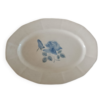 Plat terre de fer Digoin Rose bleue