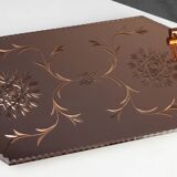 Art Deco Mirrored Glass and Copper Tray, Belgium ca. 1920