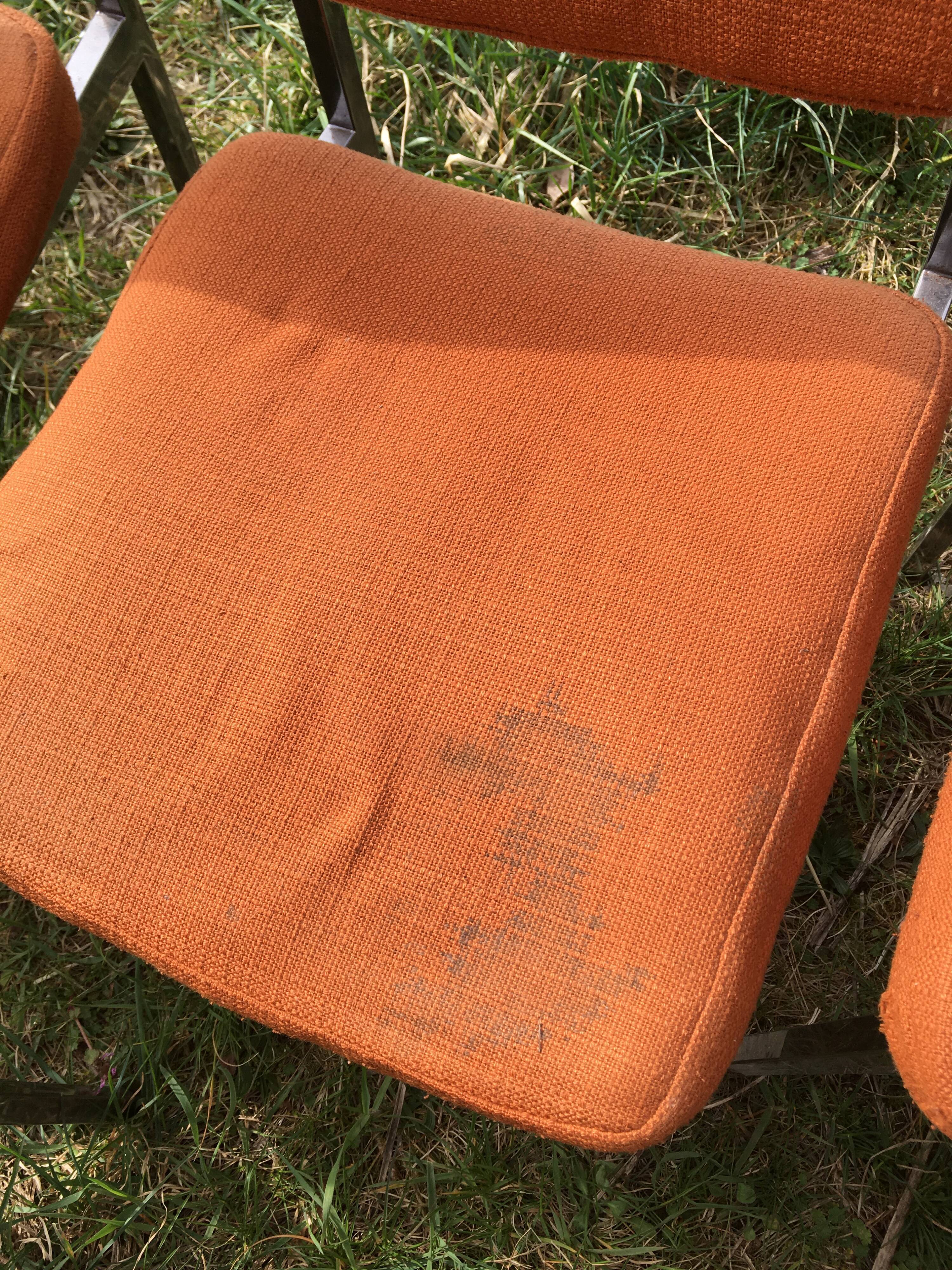LOT of 8 chairs in orange fabric '70s very comfortable