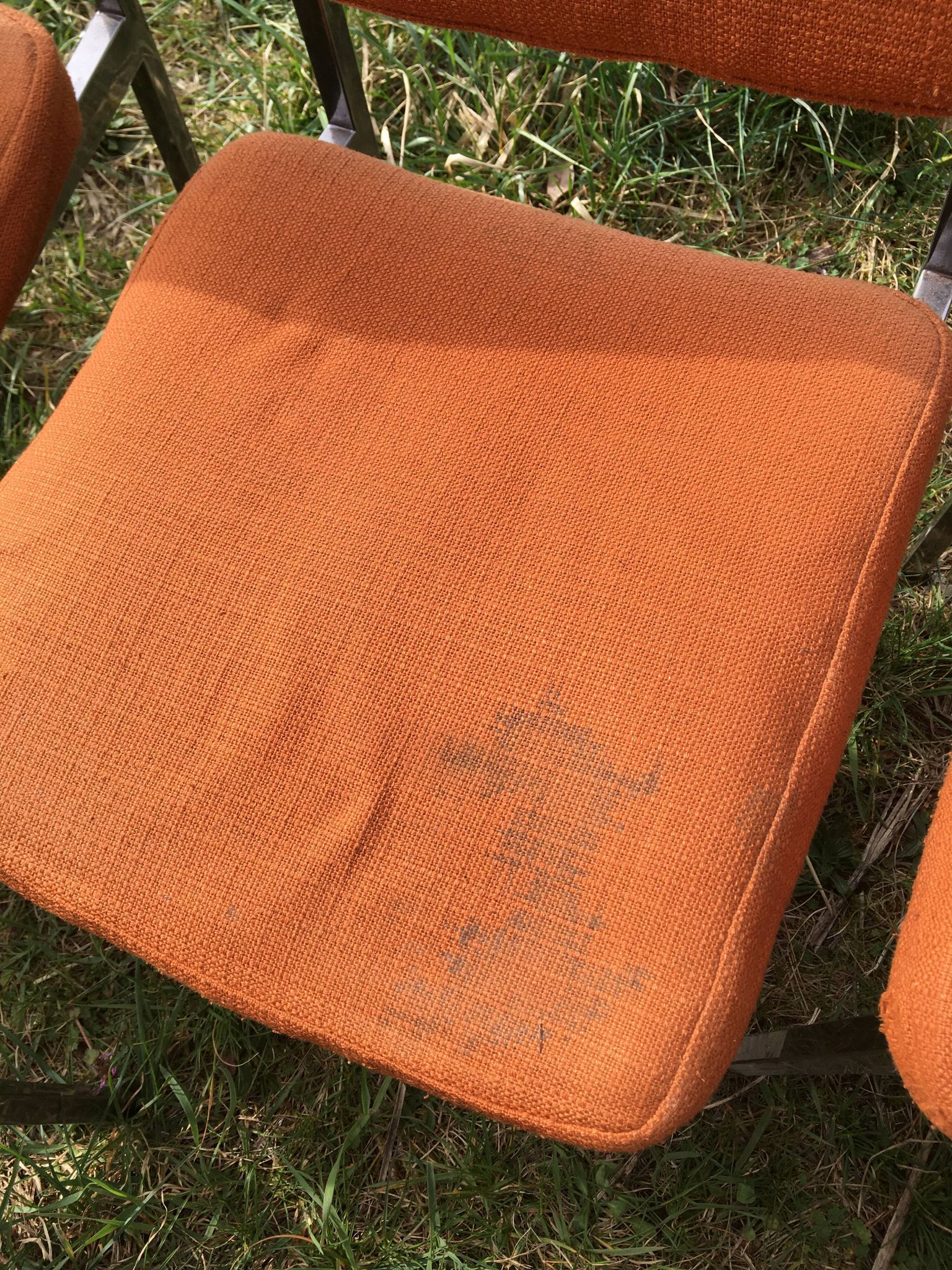 LOT of 8 chairs in orange fabric '70s very comfortable