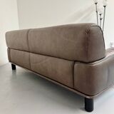 Antique buffalo leather sofa and pouf, de sede n' 18 design, from the 80s