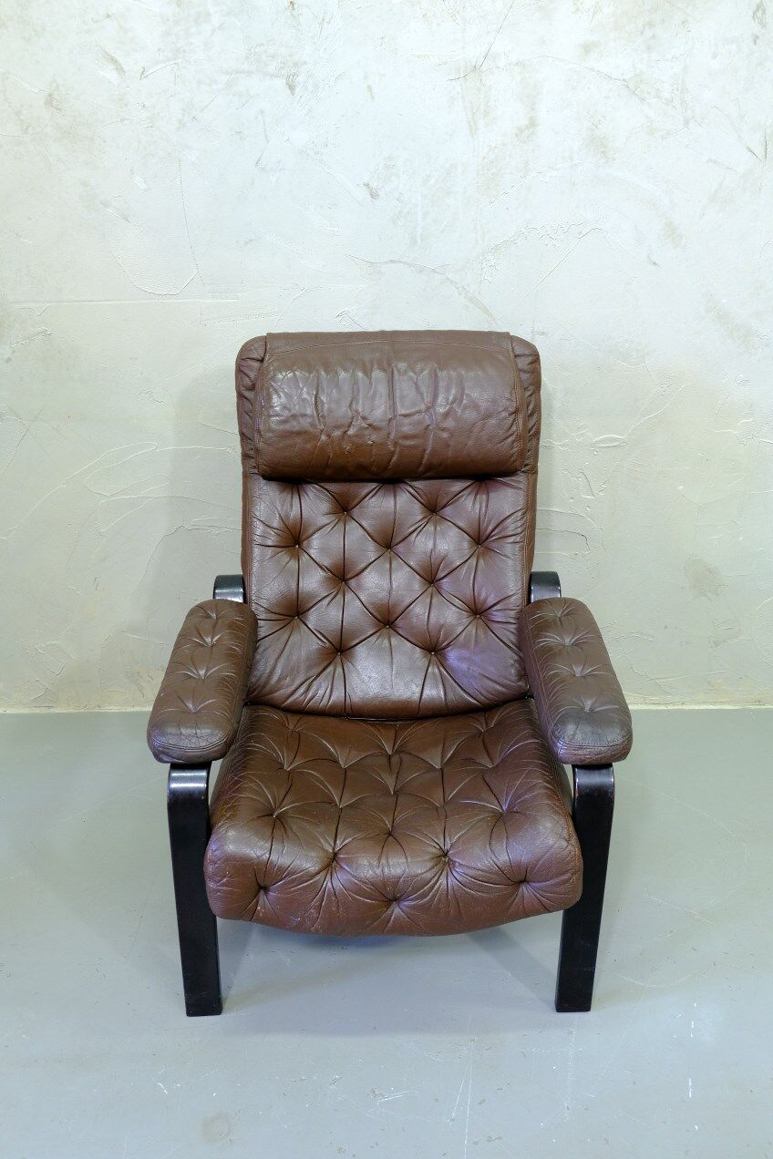 Mid-century Finnish leather lounge chair by Oy BJ Dahlqvist for BD Furniture, 1960s