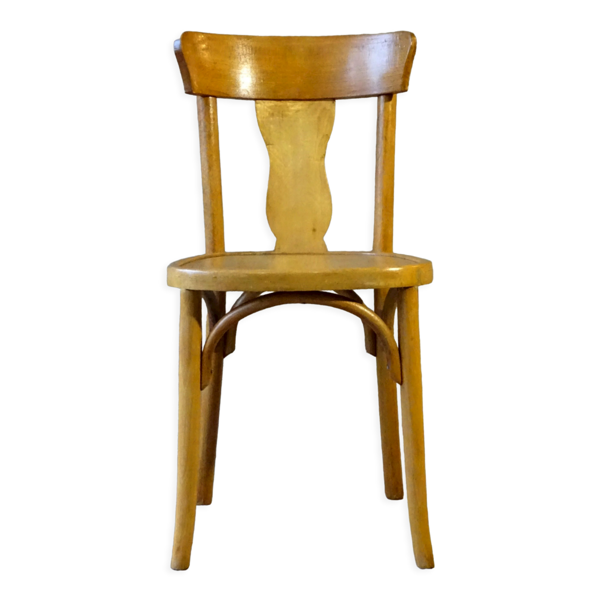 Vintage wood-curved bistro chair 1960