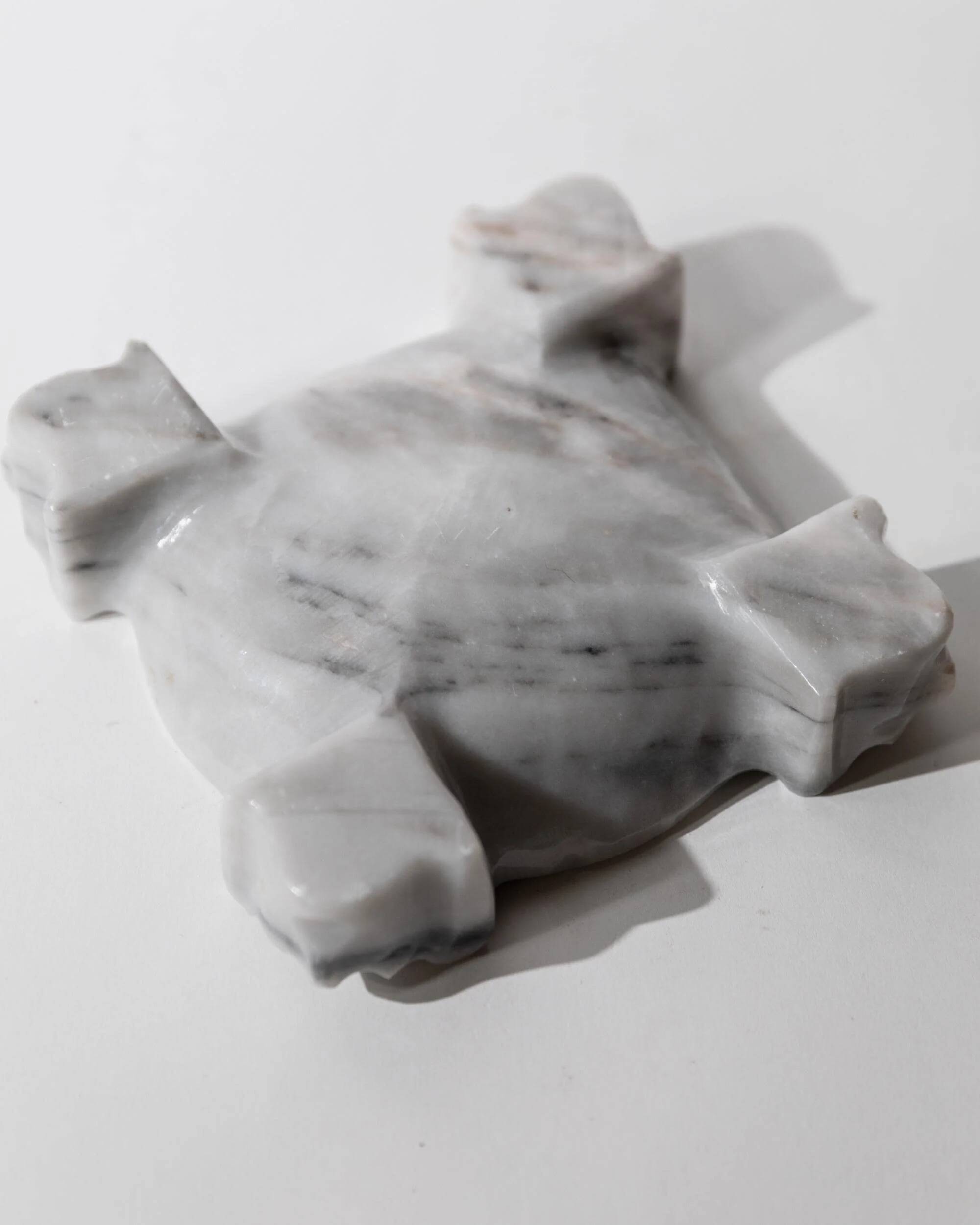 Vintage Mexican marble ashtray from the 1970s, engraved Aztec pattern.