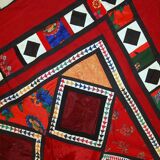 Handmade vintage Uzbek Suzani patchwork kilim 129cm x 227cm, 1960s