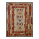 Tapis Kilim en laine fait main rouge et beige, tissage plat oriental tribal 204 x 148 cm