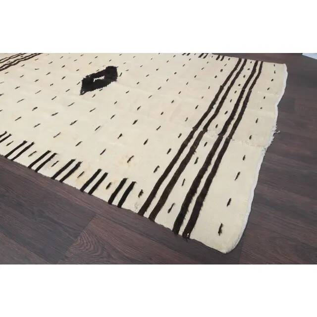 Tapis kilim en laine et coton beige turc vintage noué à la main 140x196