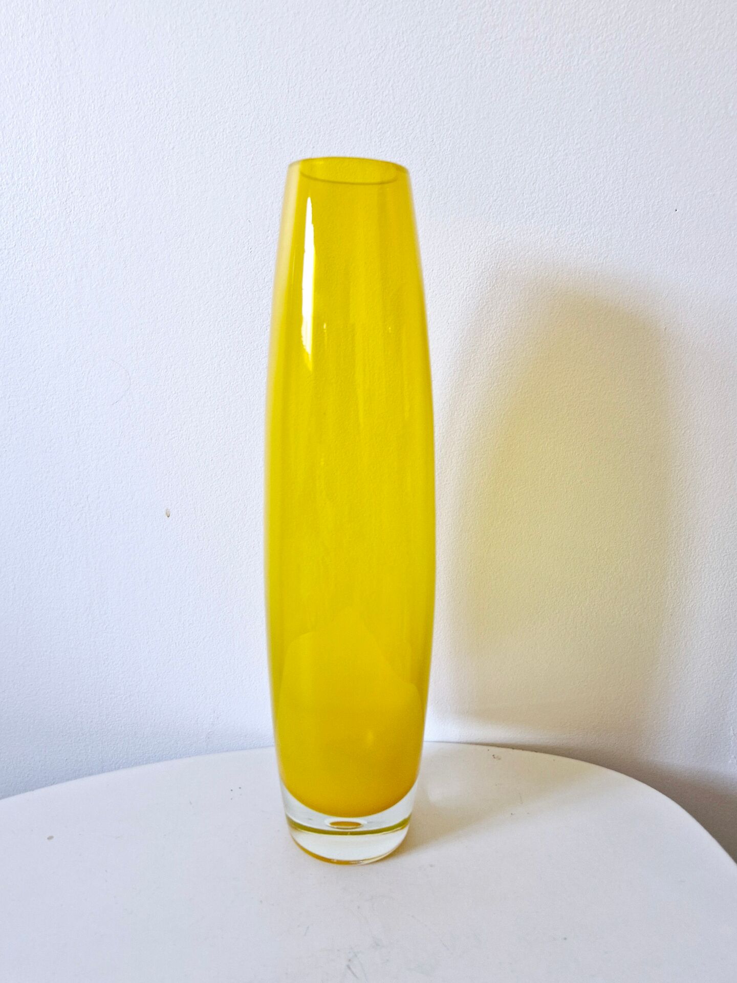 Vintage yellow transparent gradient ovoid vase