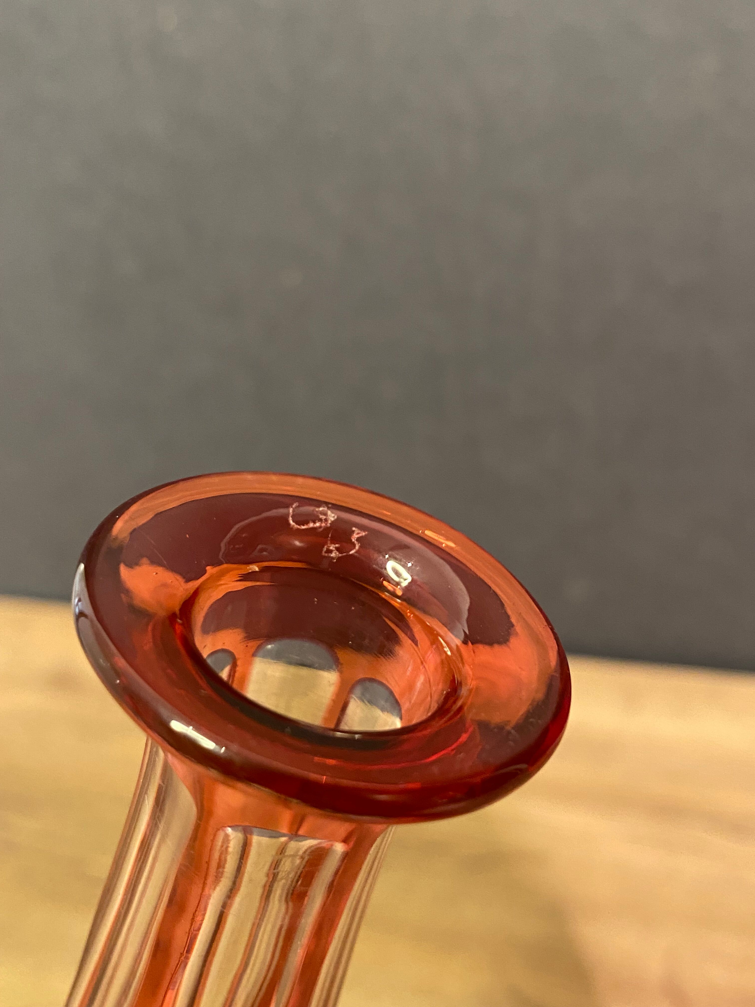 Piriform decanter in cut and tinted red crystal Overlay, Baccarat, Saint Louis