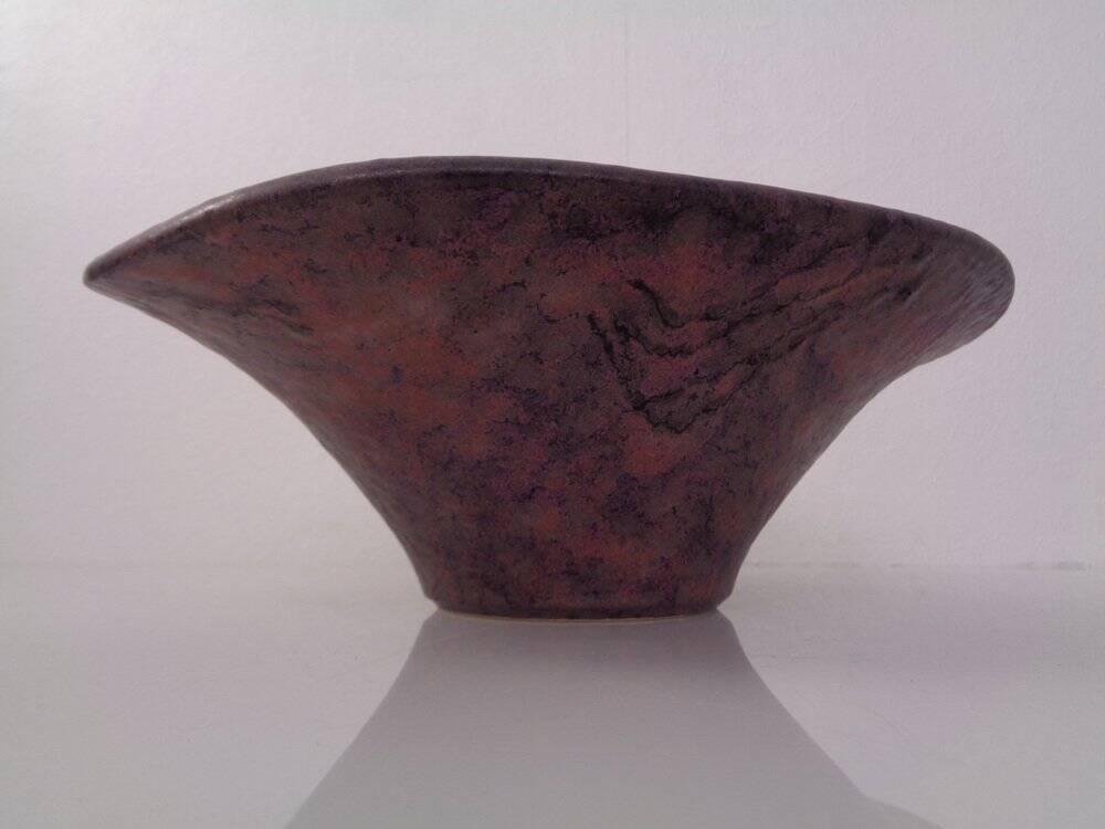 Large Purple & Black 704 Ruscha Art Ceramic Bowl, Germany, 1960s