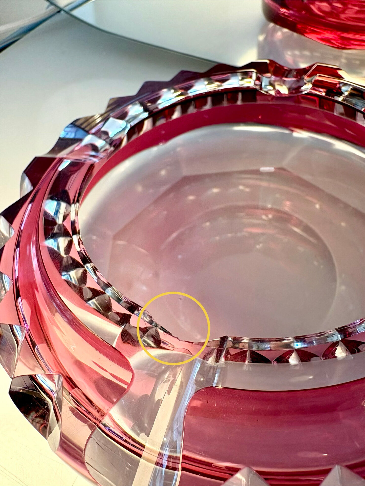 Pink crystal ashtray Val Saint Lambert 1960-1970