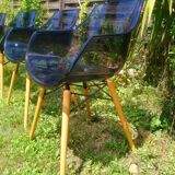 Lot of Opal Wox grey smoke chairs with beech legs.