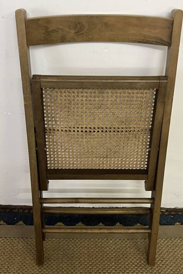 Chaise pliante en bois et cannage vintage