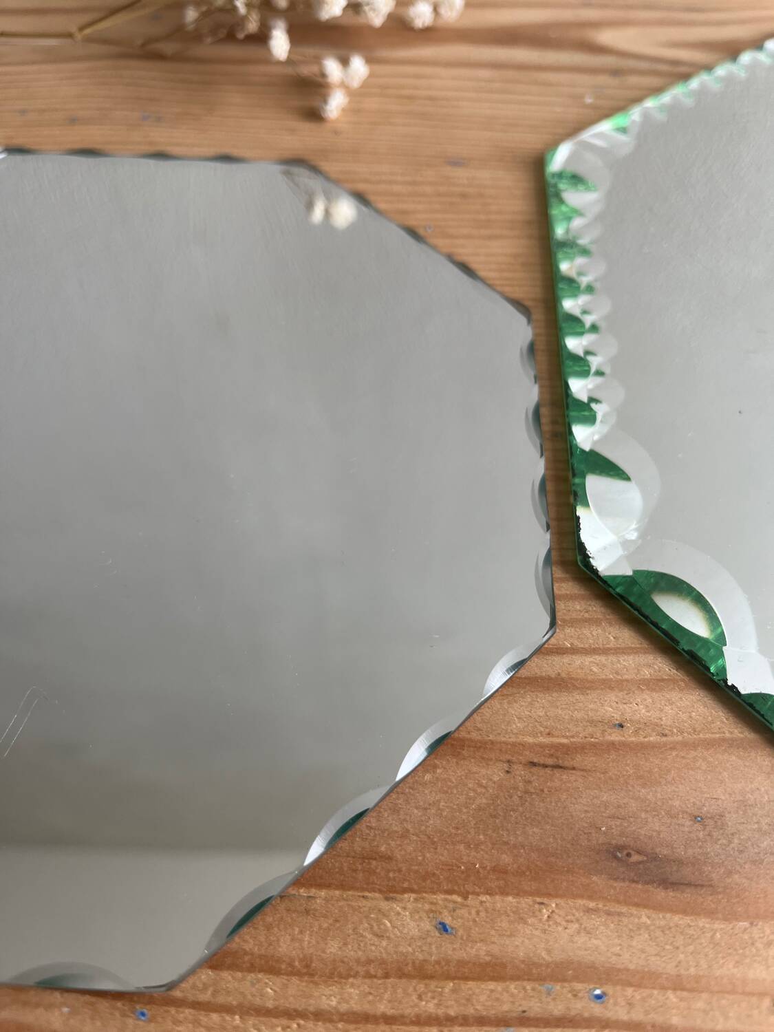 Vintage octagonal beveled mirrors