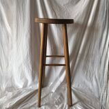 Old solid wood stool - height: 71 cm