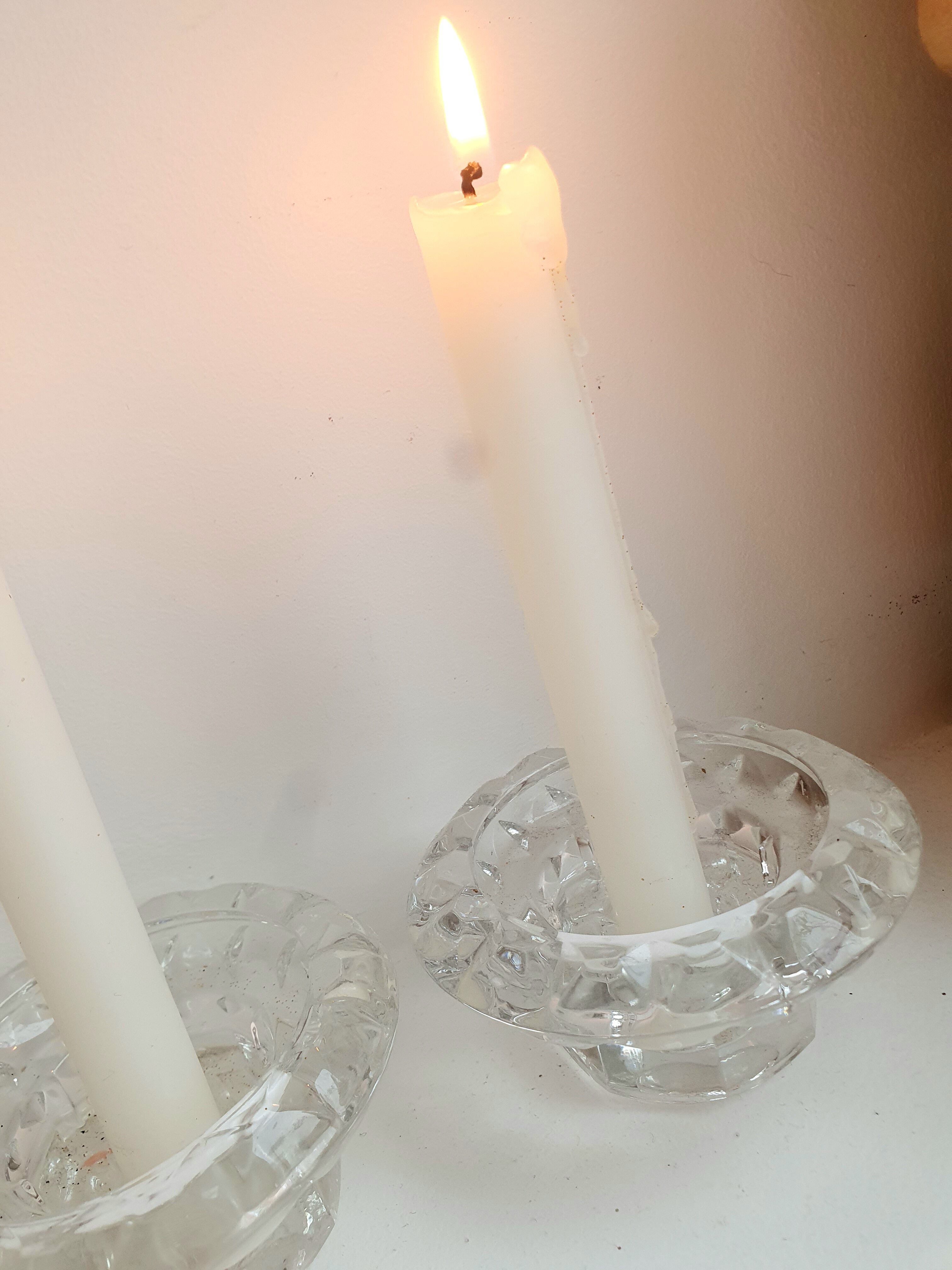 Saucer model glass candlesticks