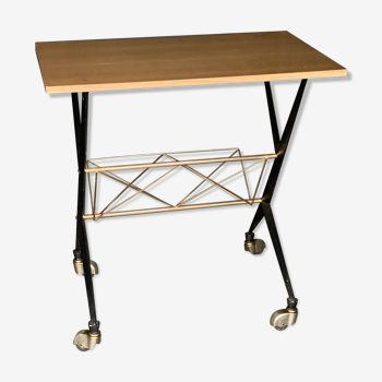 Rolling table top wood metal lacquered black door reviews 1960