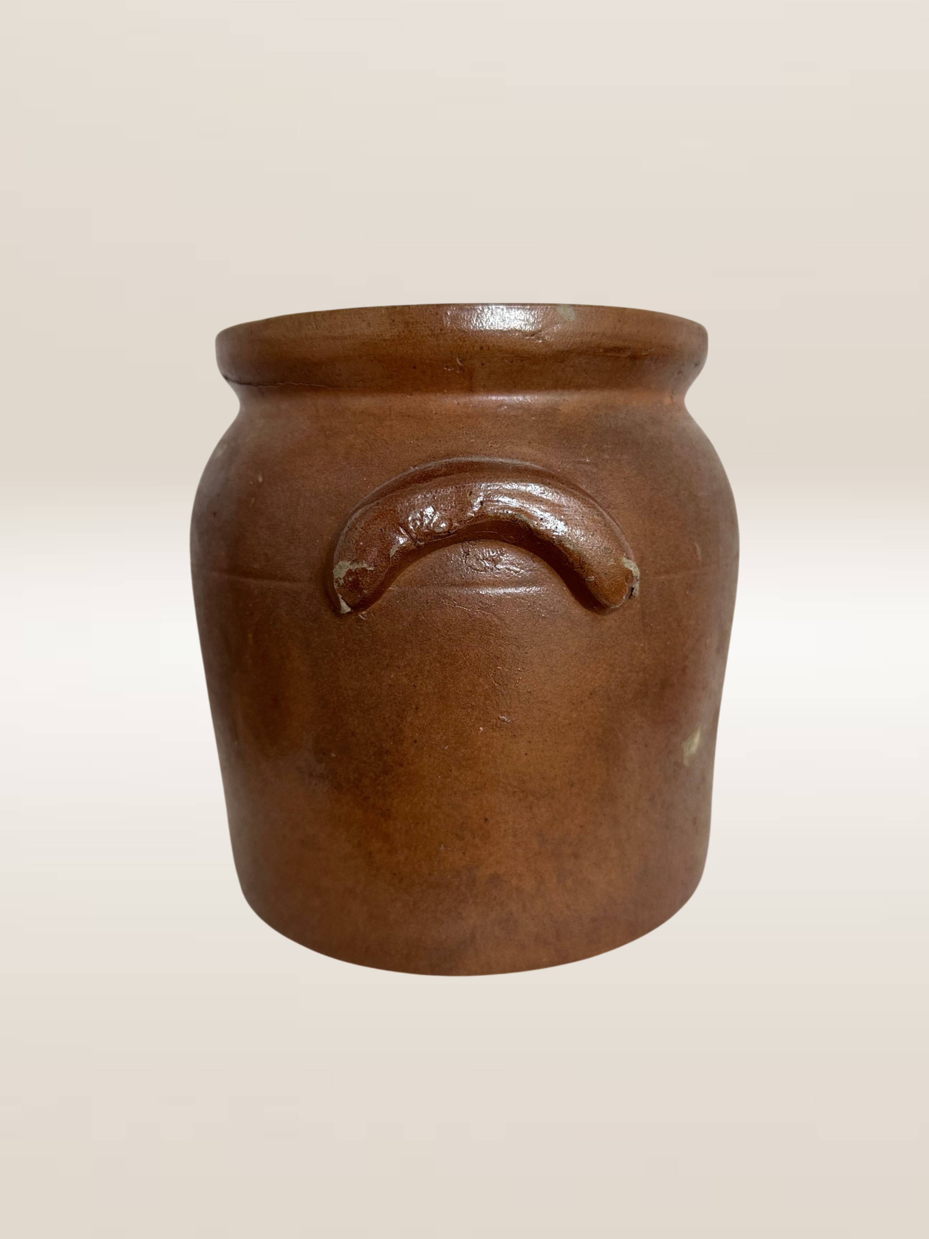 Pot à graisse en grès brun brut