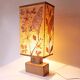 Large vintage lamp from the 70s, 1970 design, wood, metal, fabric.