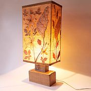Large vintage lamp from the 70s, 1970 design, wood, metal, fabric.