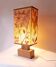 Large vintage lamp from the 70s, 1970 design, wood, metal, fabric.