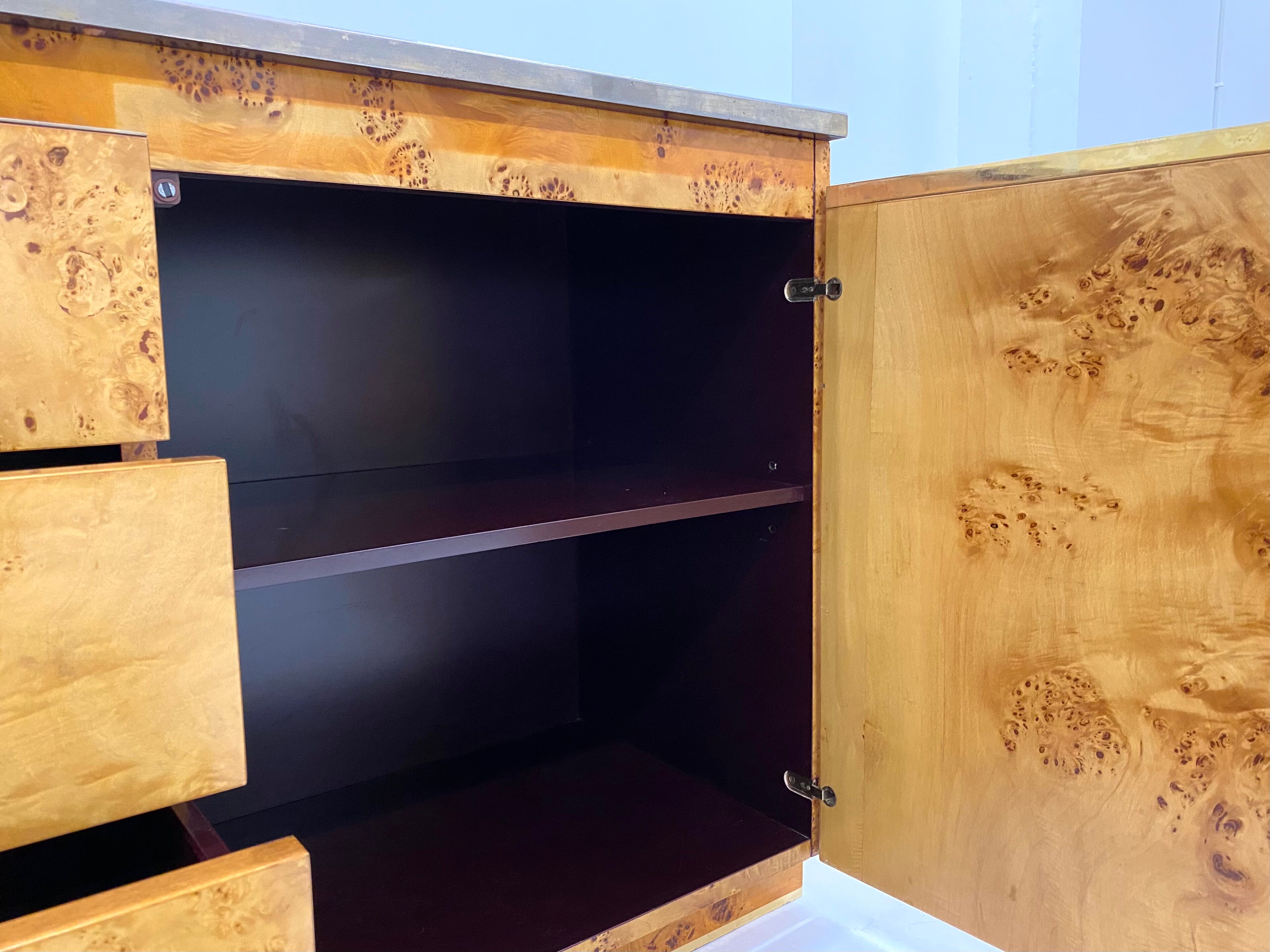 Sideboard glass and brass, circa 1970