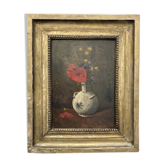 Table 1918 "Poppies and gold buttons" signed P.Laffitte