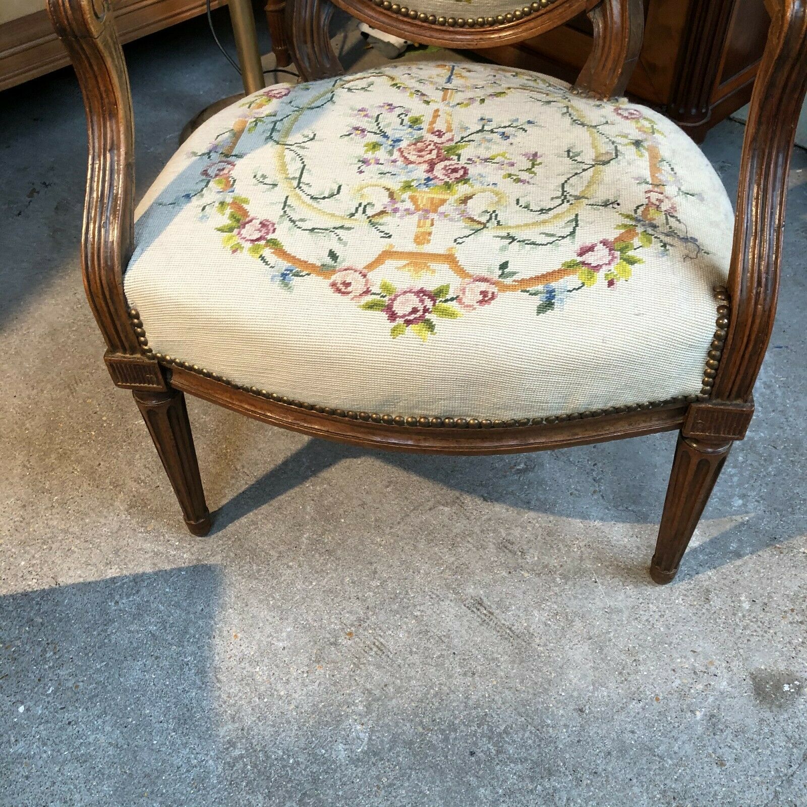 18th century Louis XVI medallion armchair covered with tapestry