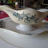 Saucière ecru pattern green flowers