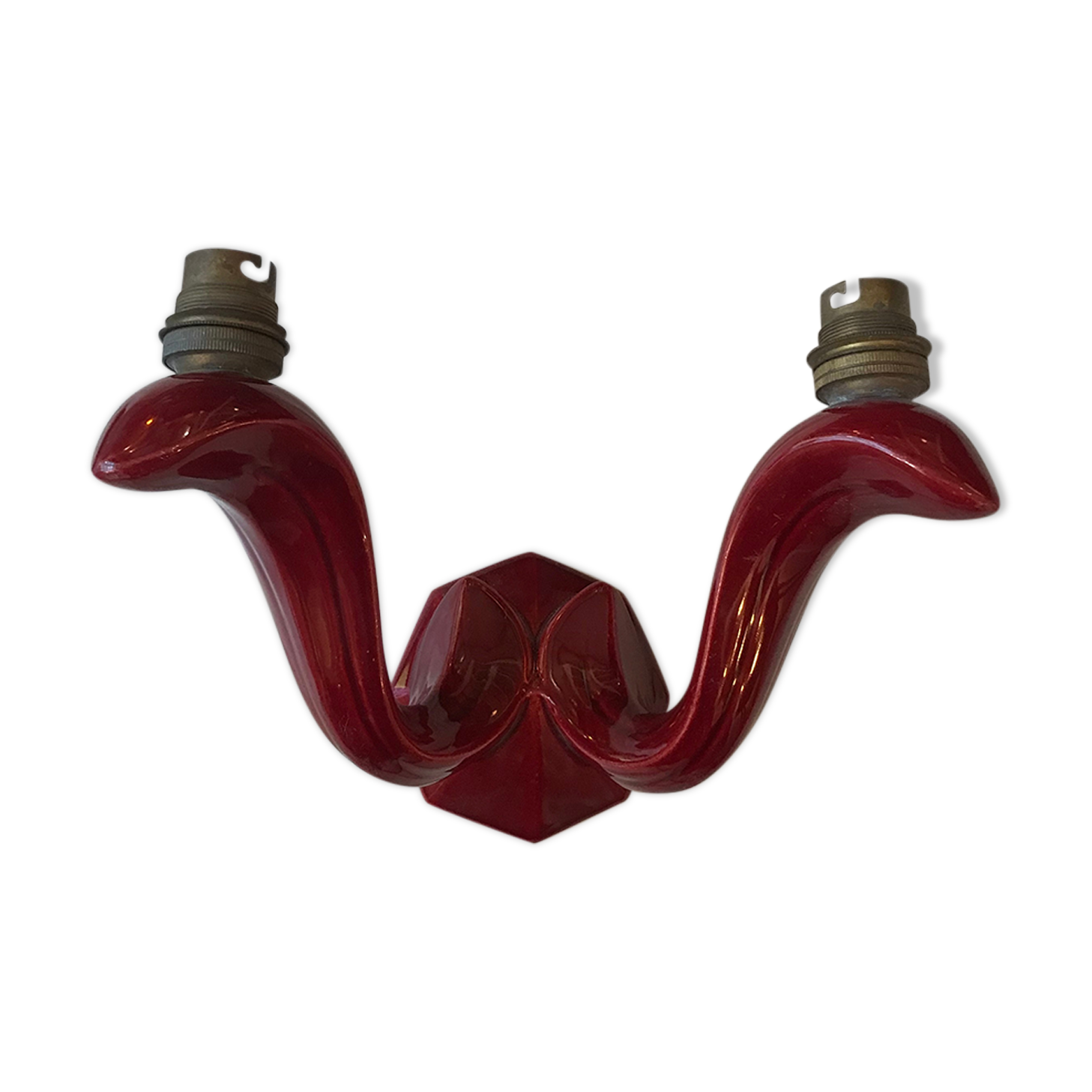Red ceramic Art Deco wall lamp N2
