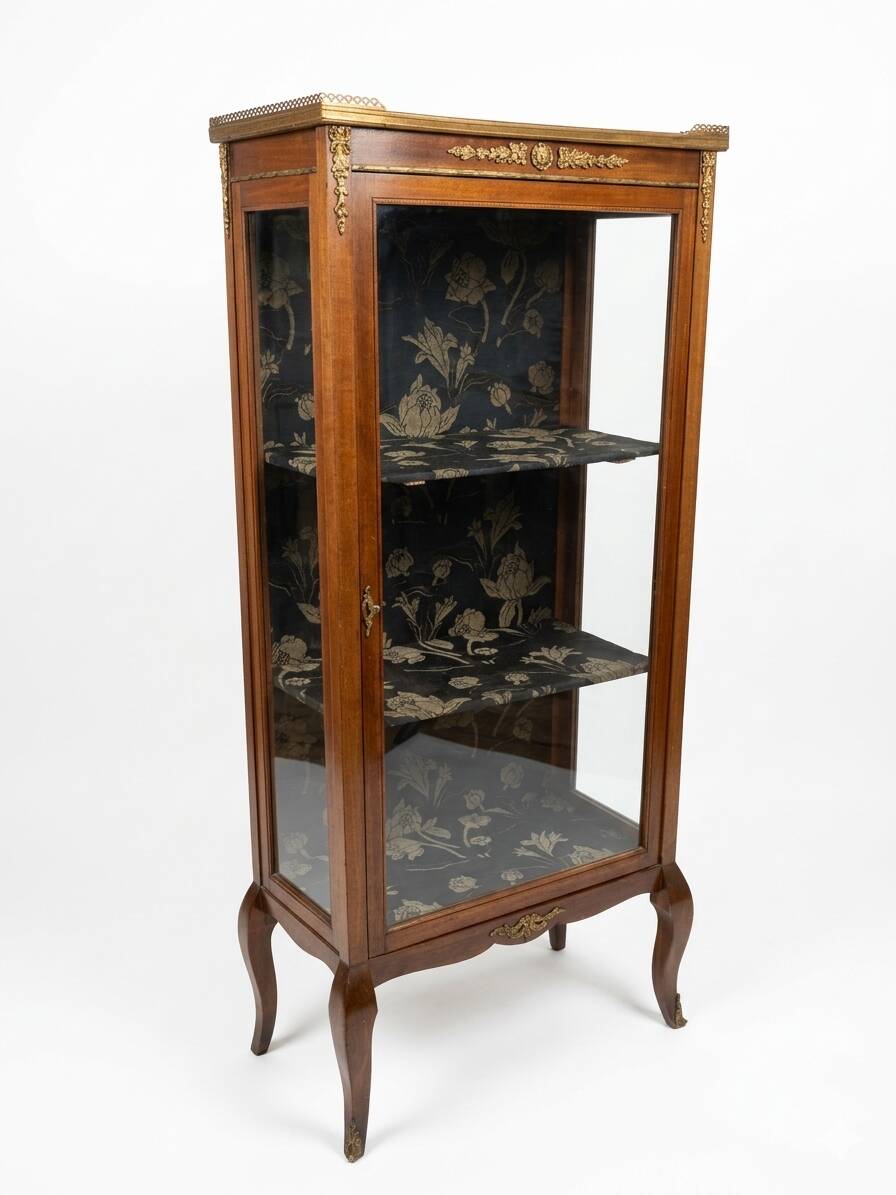 Vitrine ancienne style transition Louis XV-Louis XVI en Acajou
